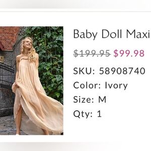 Baby doll maxi dress- Free People x Brenda Knight -silk chiffon